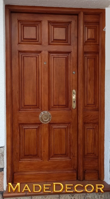 PUERTA EXTERIOR MADERA MODELO CUADROS FAJEADOS