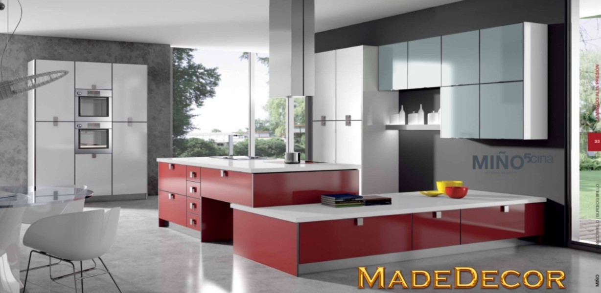 Laminado Alta Presión: Miño Blanco Brillo-Burdeos Brillo